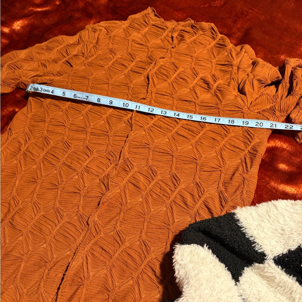 Elegant Rust Orange Brown Textured Women's Dress - Picture 6 of 7